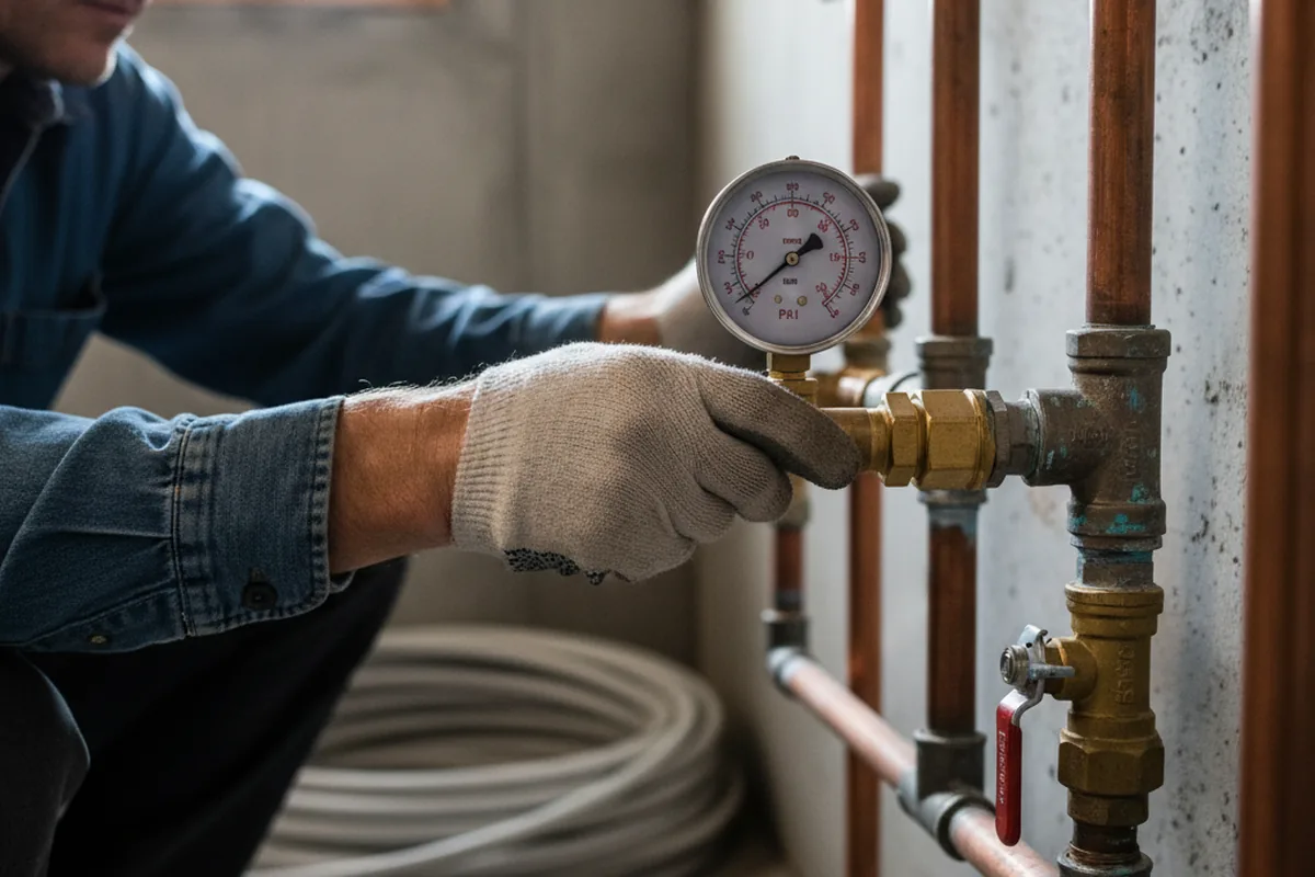 Pressure testing a repaired line during Water Line Repair in Pacolet Mills